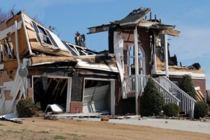 An image of a damaged house